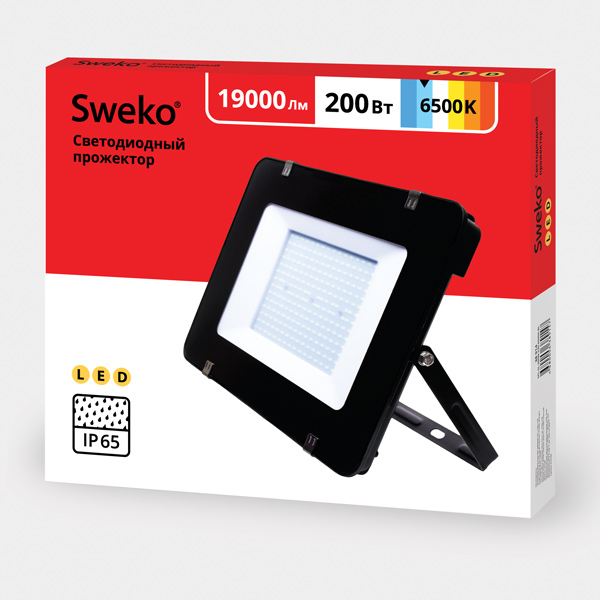 Прожектор светодиодный SWEKO серии SFL 200 Вт в упаковке SFL-SL-200W-230-6500K-BL