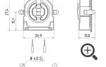 Чертеж патрона торцевой поворотный SBASE для ламп Т8 G13