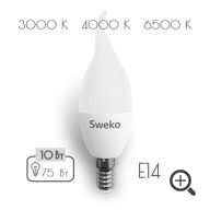 Светодиодная лампа свеча на ветру Е14 10Вт 42LED-C35-10W-230-E14-T sweko