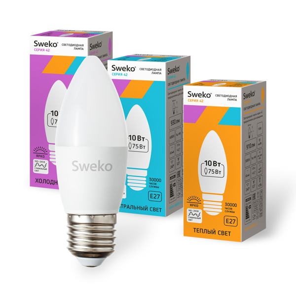 Лампа светодиодная формы свеча матовая 10Вт Е27 220В 42LED